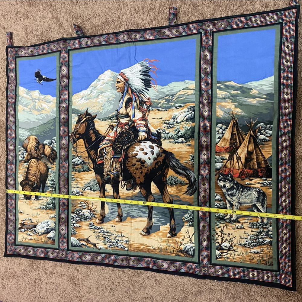 Vintage SOUTHWEST CURTAIN PANEL Native American Wall Hanging.matching pillowcase